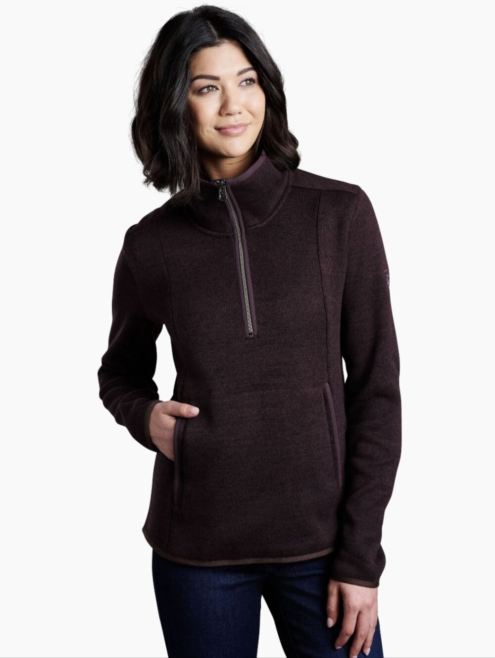 Kuhl Ascendyr 1/4 Zip Fleece L/S Sweater Size XL Ganache Deep Wine 4420 EUC